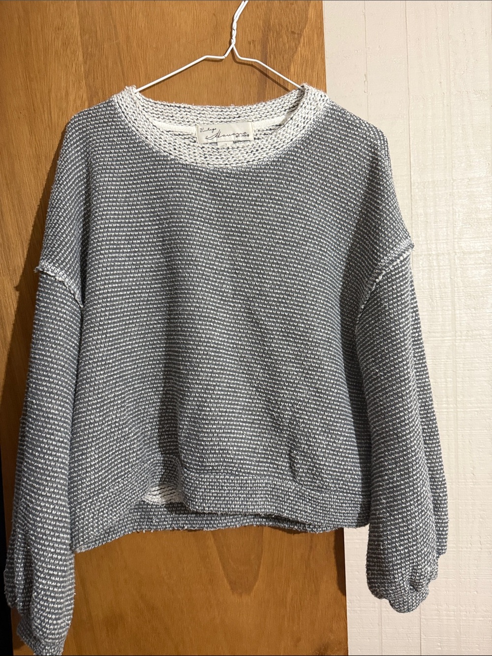Vintage Havana Gray & White Waffle Crewneck Sweater